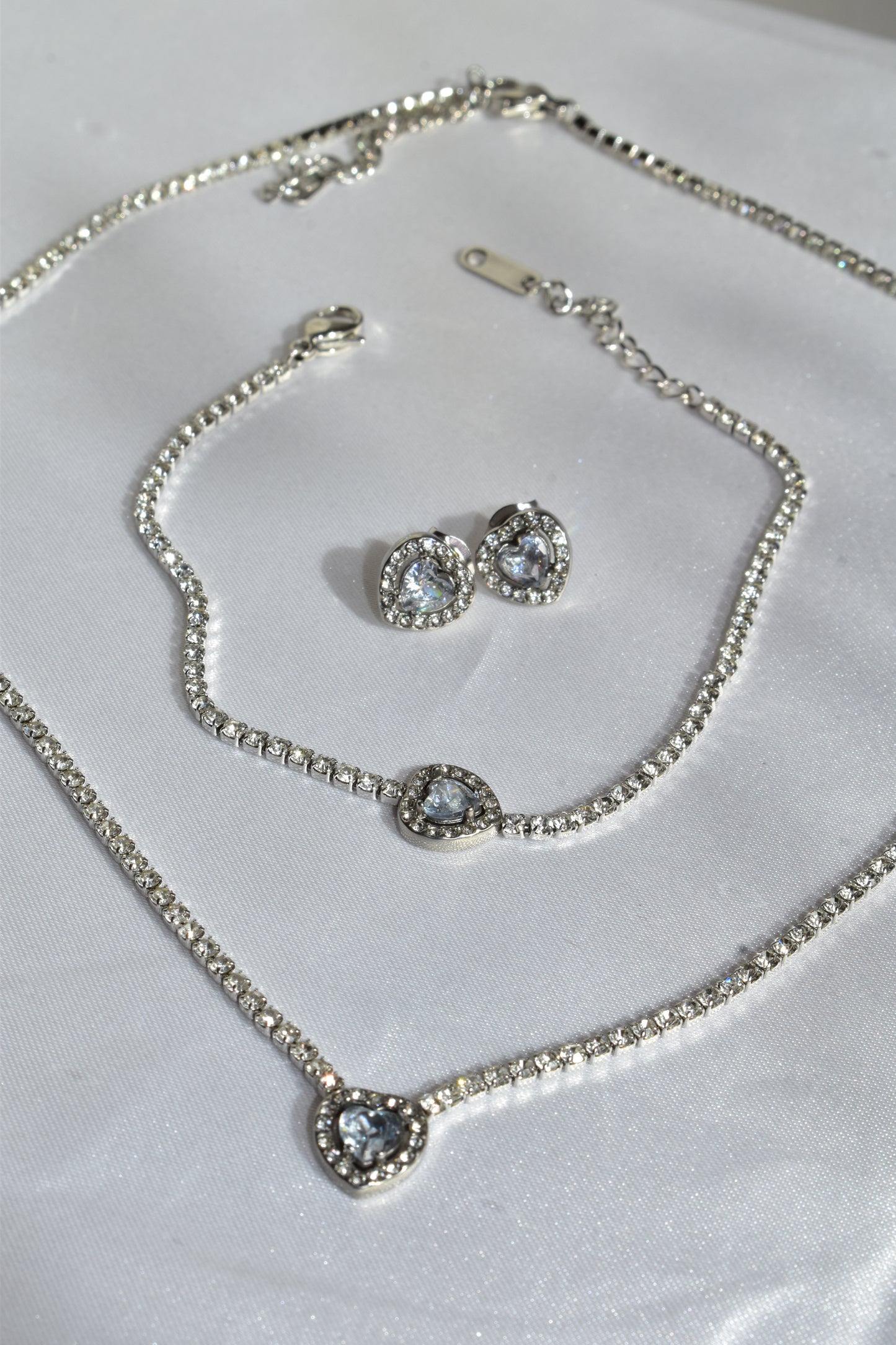 3-Piece Set Shiny Heart Silver