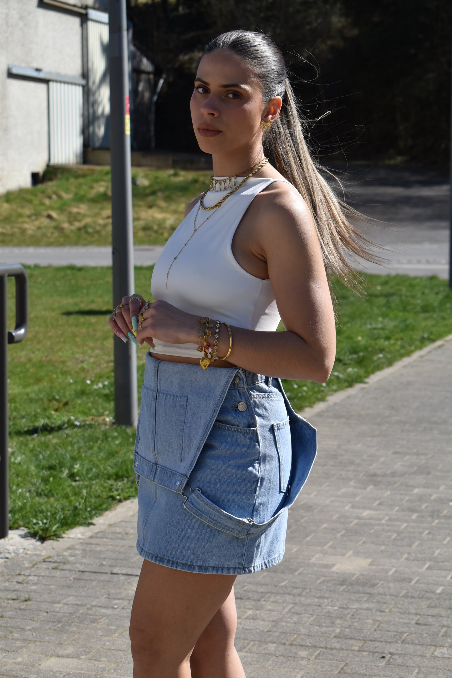 Denim Blue Overall Skirt Ava