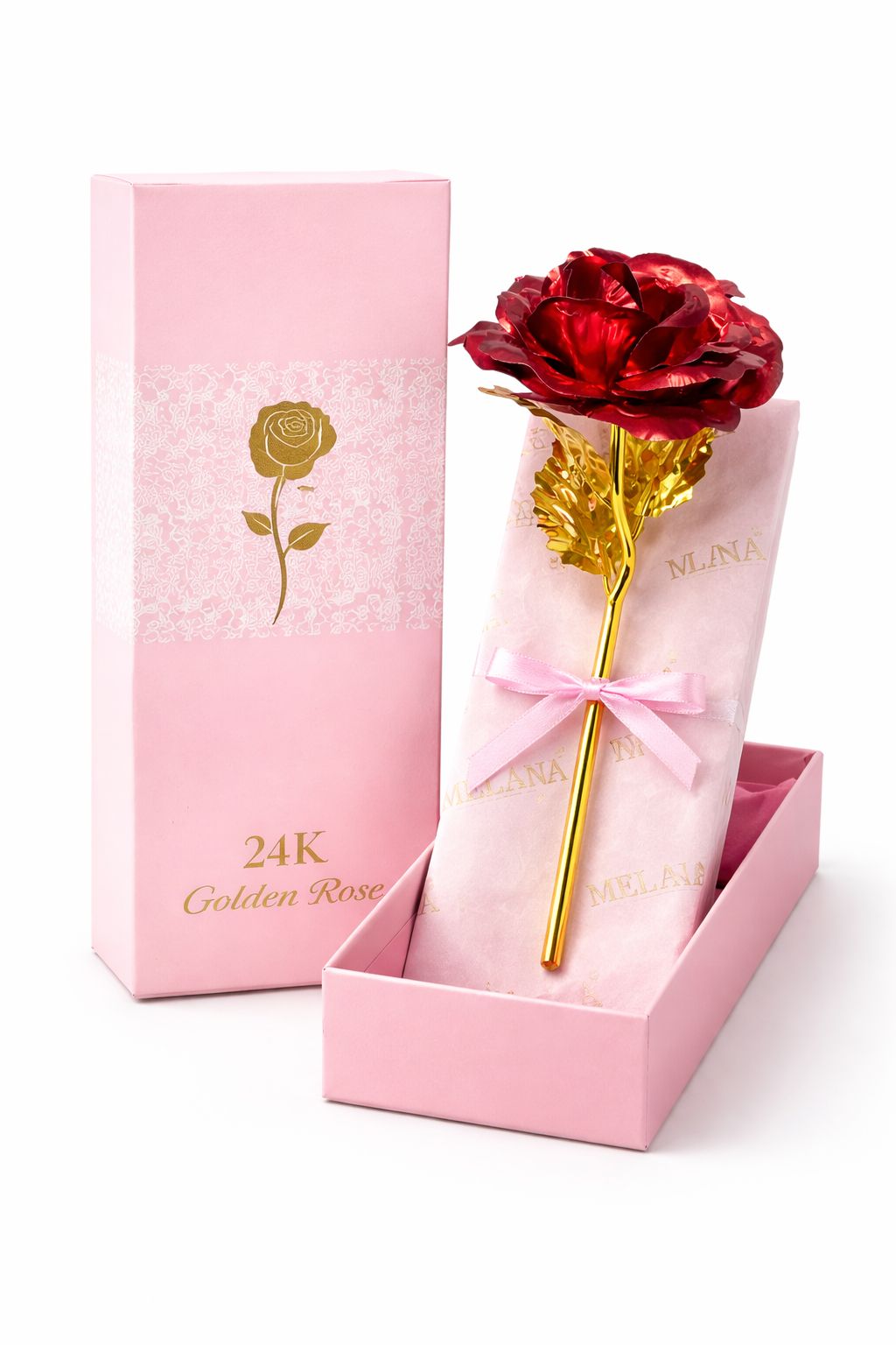 24K Golden Red Rose