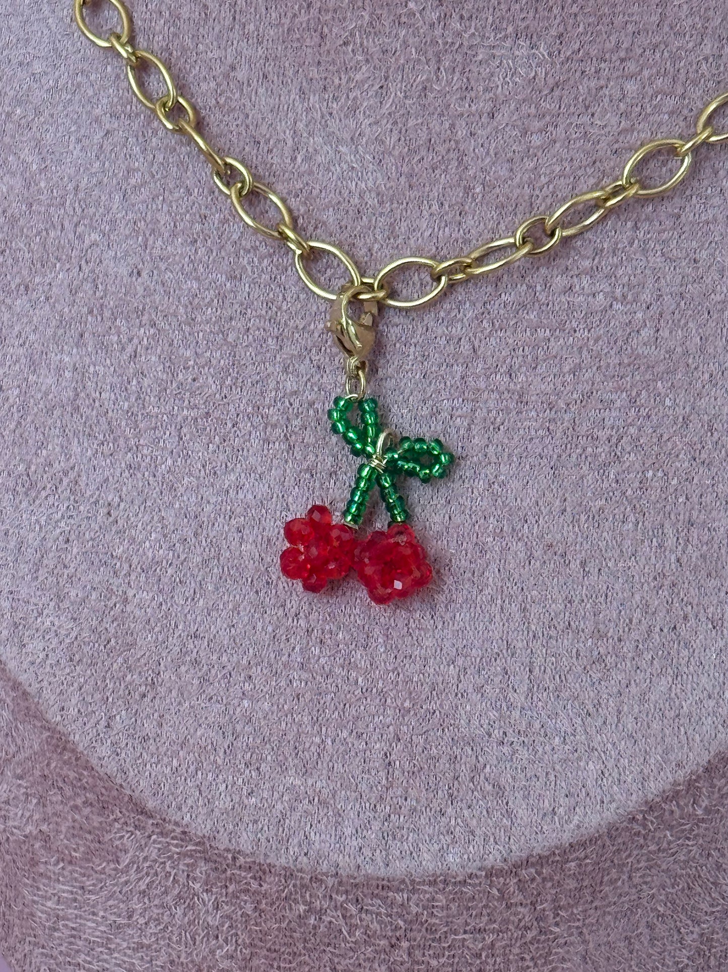 Charm: Beaded Cherry
