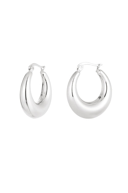 Earrings classy round - Silver Color color