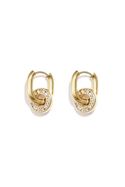 Oval earrings with set circle pendant