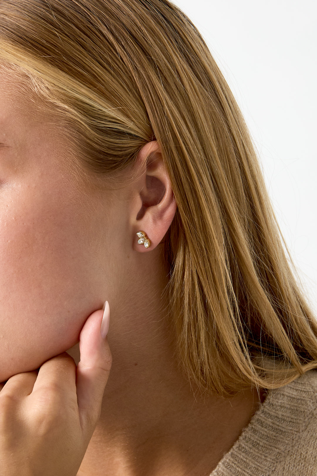 Stainless Steel Stud Earrings Leaf Simple Daily Simple Series Women's jewelry
