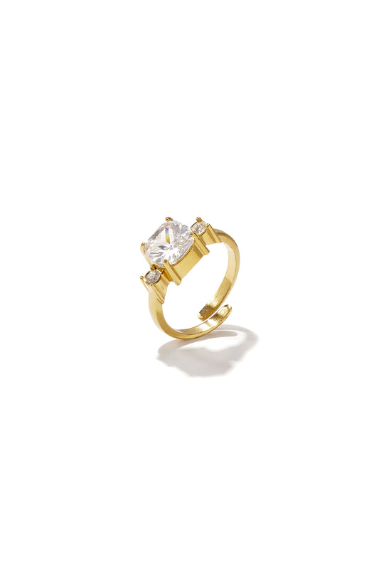 Adjustable statement ring with cubic zirconia stones