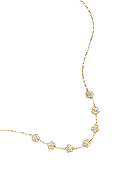 Elegant necklace with zirconia-set flowers