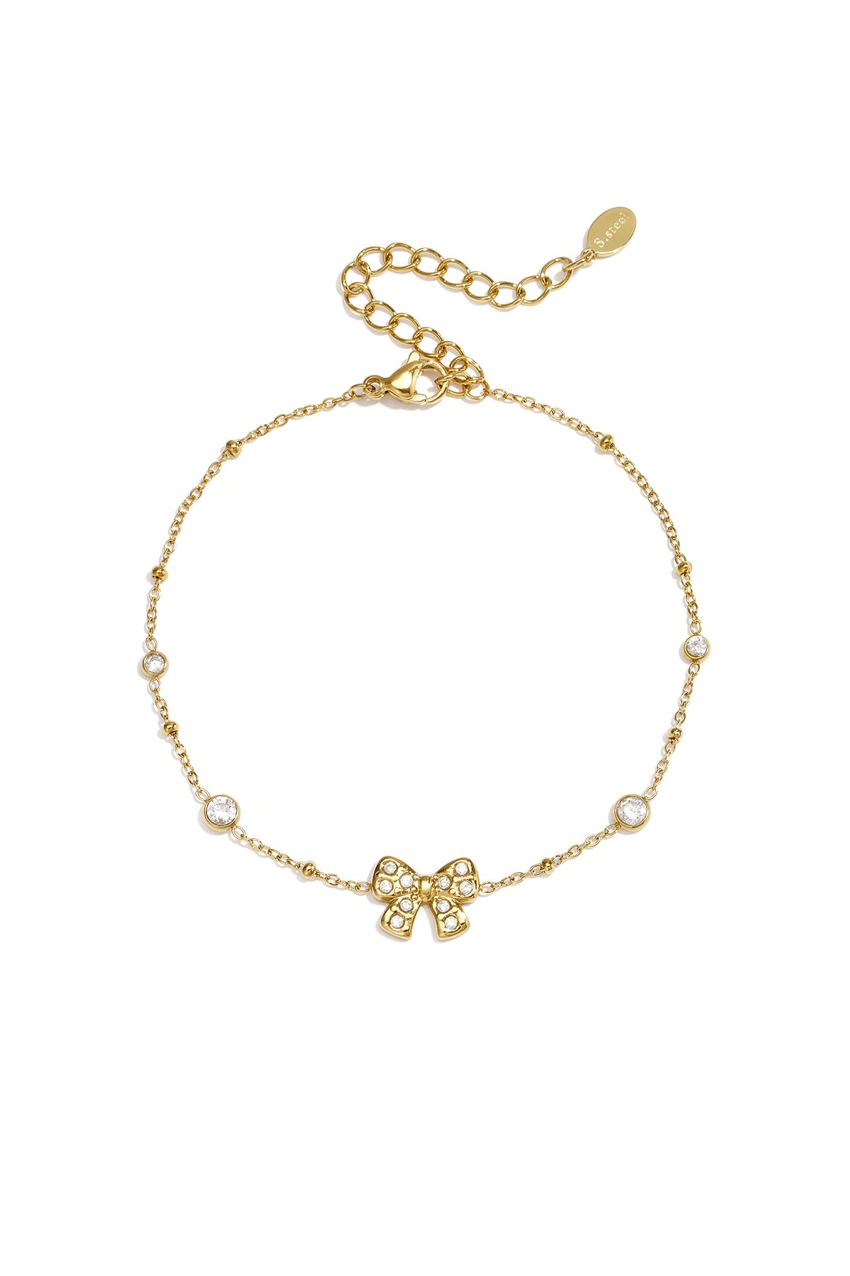 14K Gold Plated Stainless Steel Charm Bracelets Bow Knot Simple Daily Simple Series Women's jewelry
