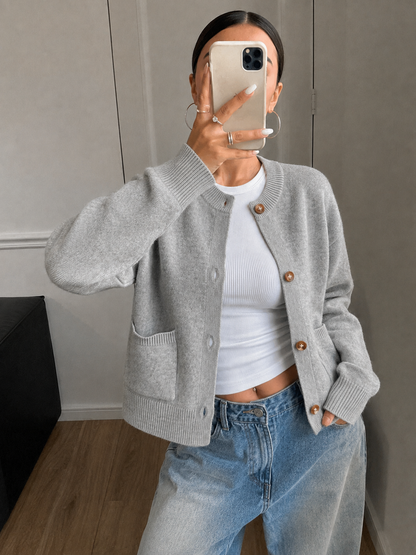Gilet Doux Maille Épaisse À Boutons Et Poches