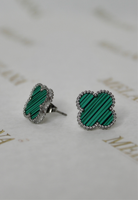 Earrings Elodie Green Silver