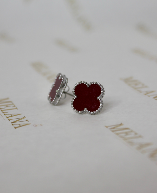 Earrings Elodie Bordeaux Silver
