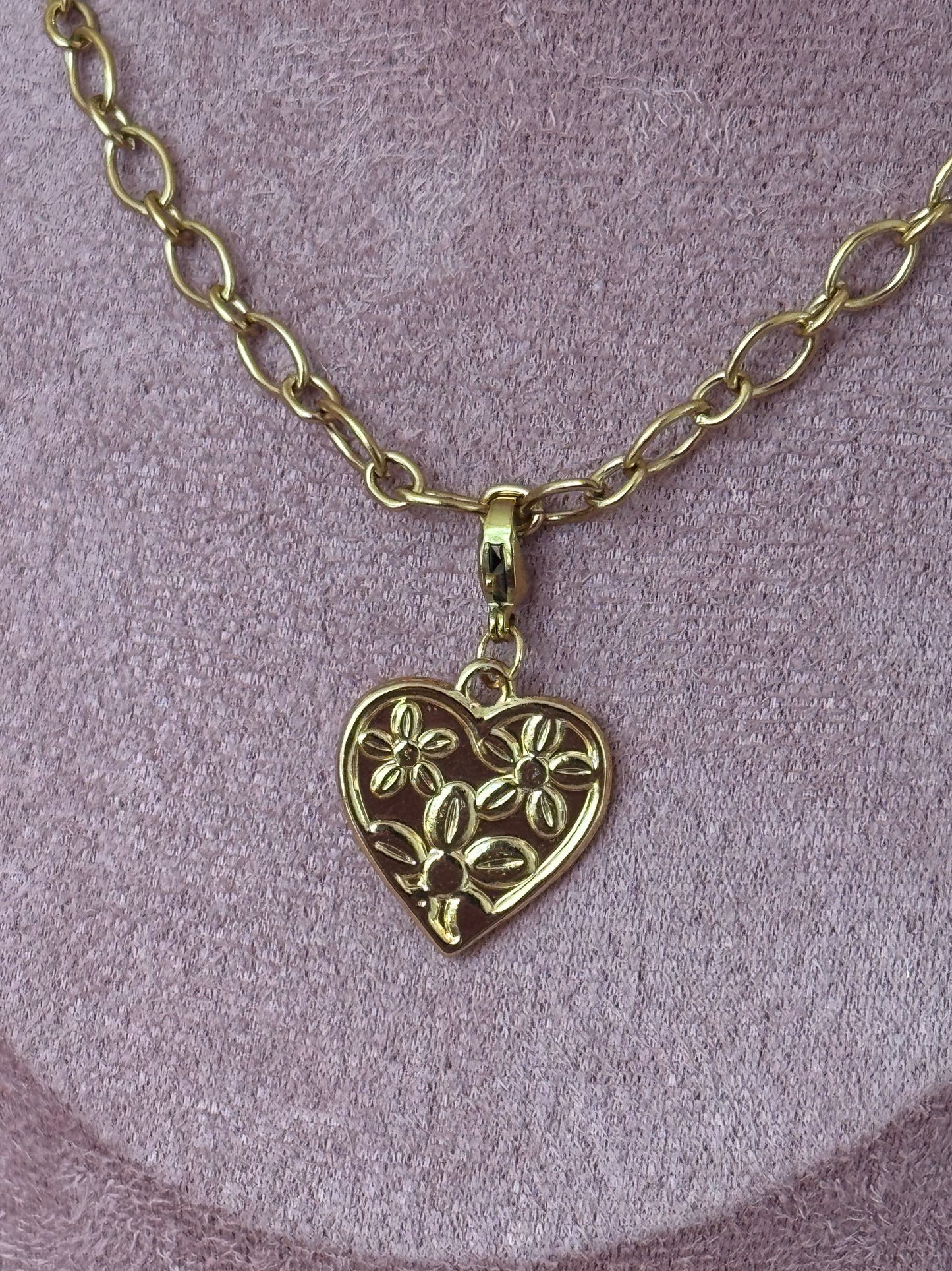 Charm: Big Heart with Flowers