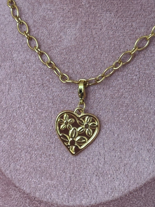 Charm: Big Heart with Flowers