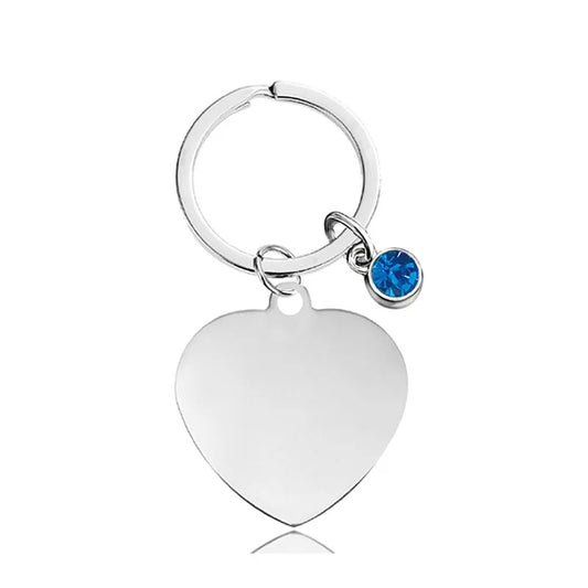 Customizable Keychain Heart-Blue Silver