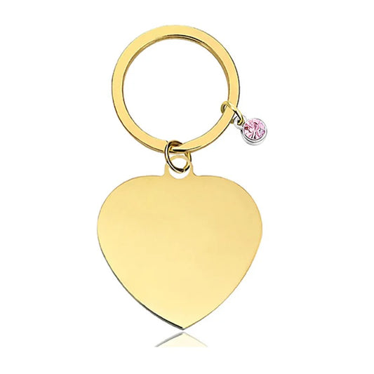 Customizable Keychain Heart-Pink Gold