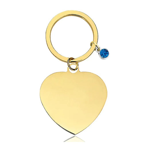 Customizable Keychain Heart-Blue Gold