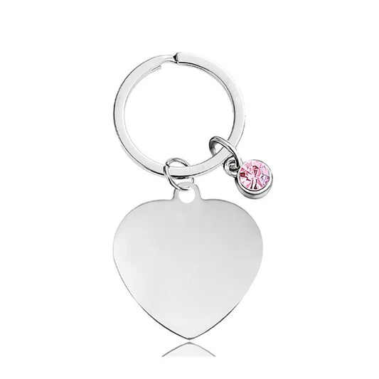 Customizable Keychain Heart-Pink Silver