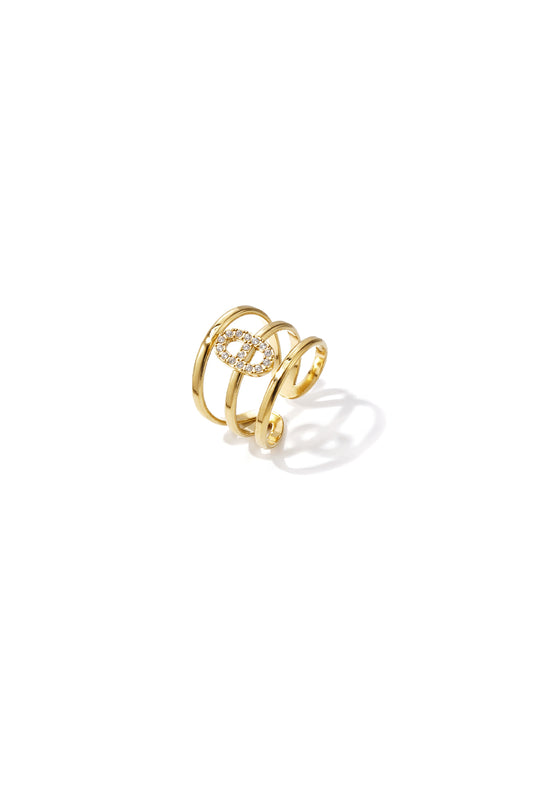 3-tiered ring with an elliptical set