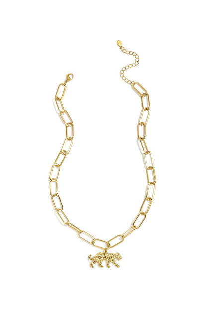 Link chain with panther charm