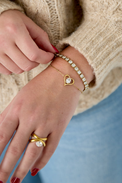Stainless Steel Beaded Bracelets Rectangle Simple Daily Simple Series Women's jewelry