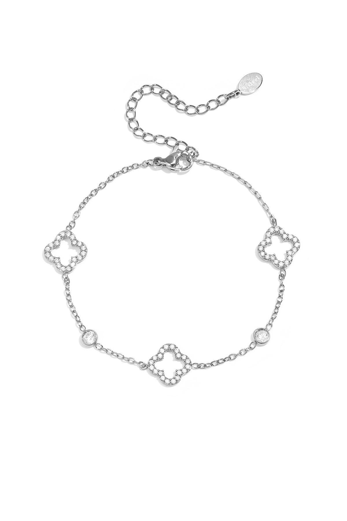Bracelet with openwork and inlaid clovers and stones